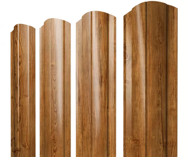 Купить Штакетник металлический Grandline Круглый фигурный Golden Wood TwinColor в Екатеринбурге