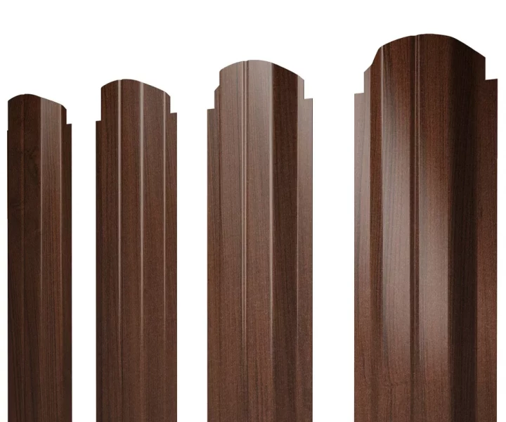 Купить Штакетник металлический Grandline П-образный фигурный Choco Wood TwinColor в Екатеринбурге